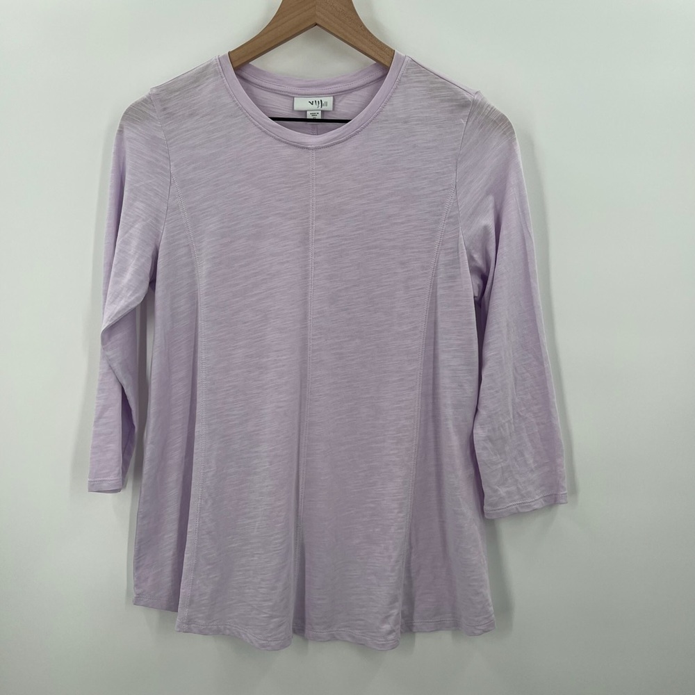 J Jill Purple Shirt 3/4 Sleeve Flare Bottom Ladies XSmall